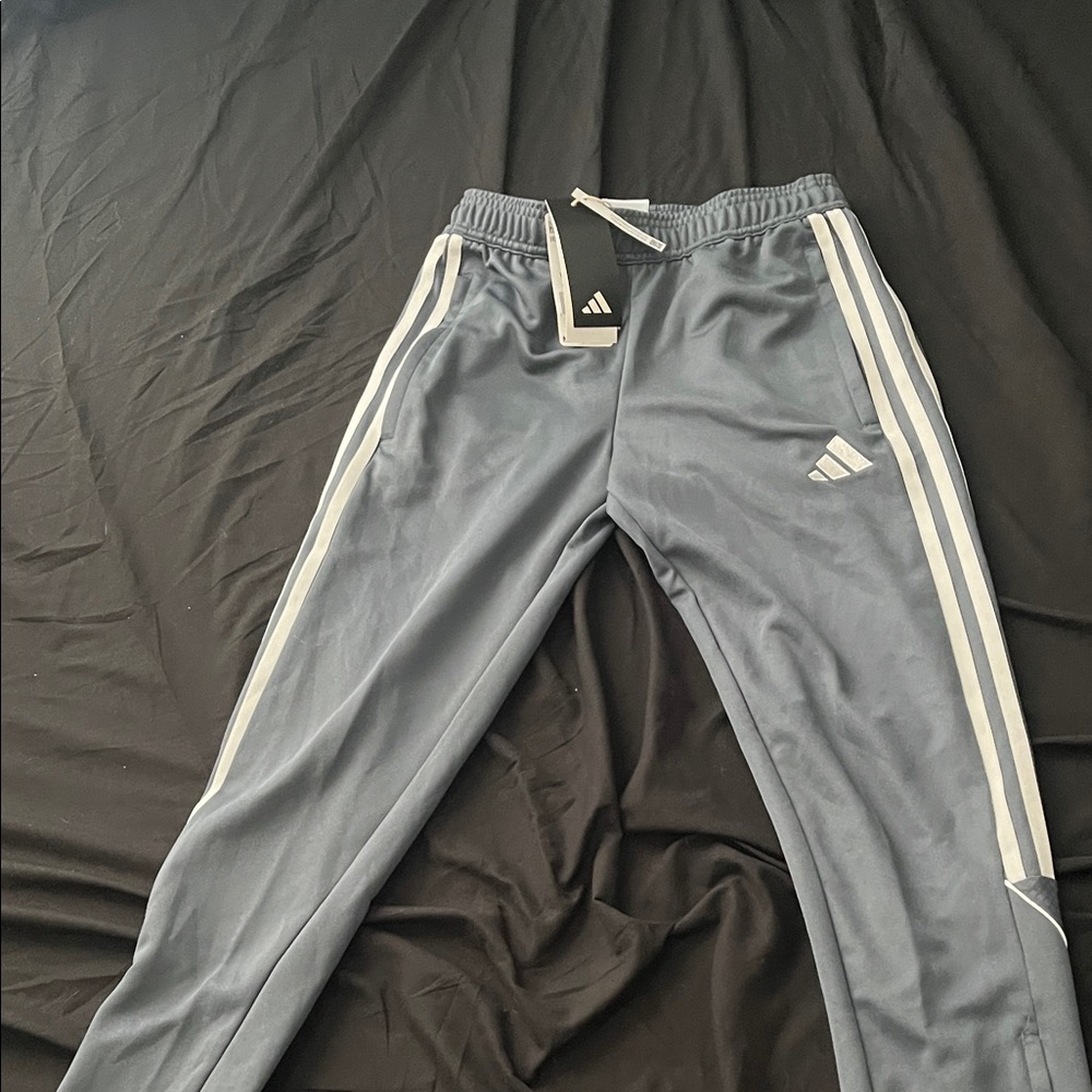 Adidas Kids Blue Joggers with White Stripes